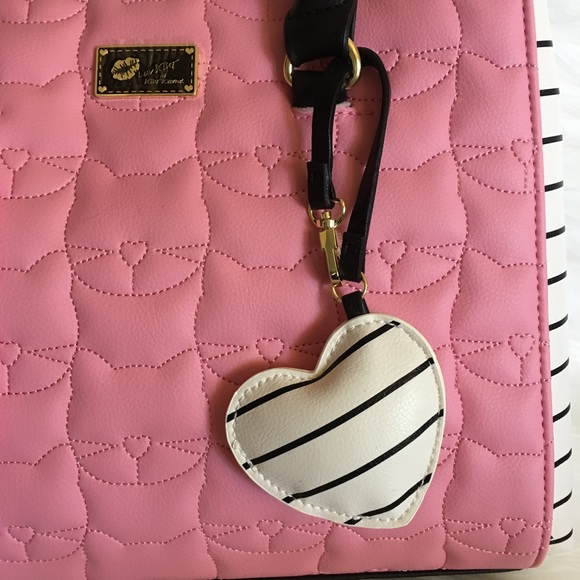 Betsey satchel pink Cat quilted stripe bag tote - Picture 5 of 8